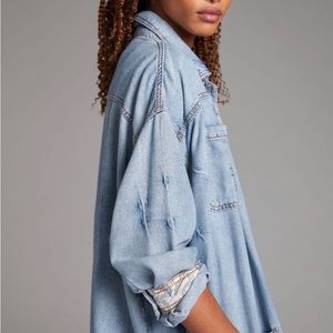 Anthropologie Pilcro Draped Denim Duster Jacket small
